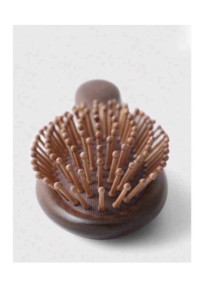 فرشاة شعر من خشب الأبنوس مع وسادة، مشط لتدليك فروة الرأس وفك تشابك الشعر للنساء، أداة شعر خشبية مضادة للكهرباء الساكنة للاستخدام المنزلي والصالون والسفر - Image 5